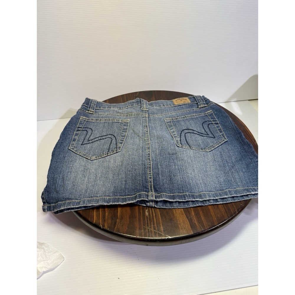 Y2K Hydraulic Micro Mini Skirt Denim Jean Skirt W/Side Vents  ButtonZip Size 7/8 - Picture 3 of 5